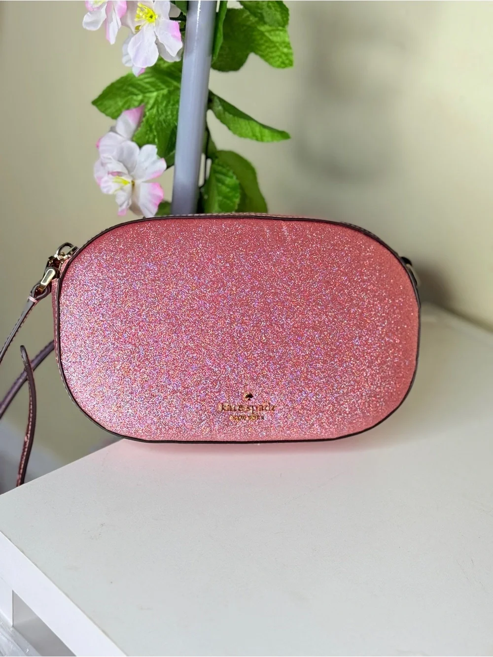 kate spade Pink Glitter Oval Crossbody Bag